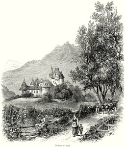 Zamek w Aigle (grawerunek) autorstwa English School