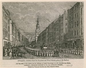 Cheapside - Dzieci ze szkół parafialnych i oddziałowych jadące do St Pauls, 1837 autorstwa English School