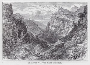 Cheddar Cliffs, niedaleko Bristolu (rycina) autorstwa English School