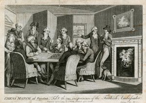 Mecz szachowy w Parsloes, 23 lutego 1794, w obecności ambasadora Turcji autorstwa English School