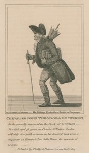 Kawaler John Theodora De Verdion, chodzący księgarz i nauczyciel języków autorstwa English School