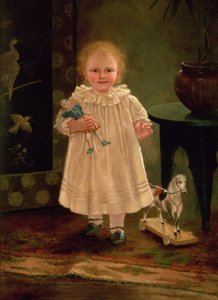 Dziecko z lalką i koniem-zabawką, ok.1840 autorstwa English School