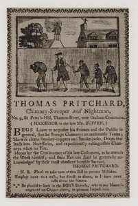 Kominiarz, Thomas Pritchard, karta handlowa autorstwa English School