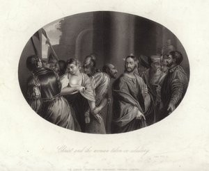 Chrystus i niewiasta pojmani w cudzołóstwo autorstwa English School