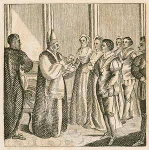 Chrzest księżniczki Elżbiety, córki króla Henryka VIII autorstwa English School