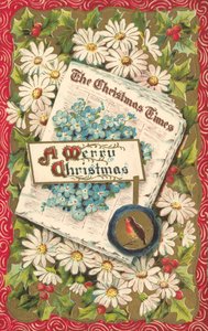 Gazeta bożonarodzeniowa, kartka z życzeniami bożonarodzeniowymi, koniec XIX lub początek XX wieku (chromolitho) autorstwa English School