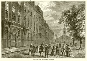 Church Row, Hampstead, w 1750 autorstwa English School