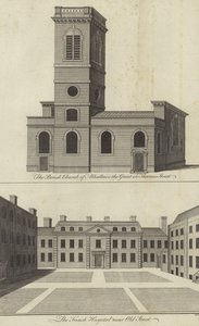 Church of Allhallows the Great, Thames Street i French Hospital w pobliżu Old Street w Londynie autorstwa English School