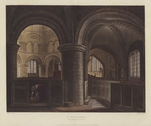 Bazylika Grobu Świętego (Kościół Okrągły), Cambridge (kolorowa rycina) autorstwa English School
