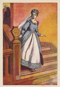 Kopciuszek opuszczający bal (kolorowa litografia) autorstwa English School