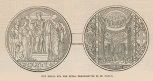 Medal miejski za Królewskie Święto Dziękczynienia w katedrze św. Pawła w Londynie autorstwa English School