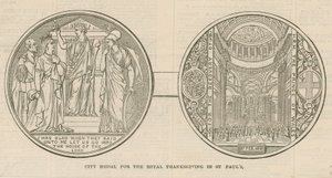 Medal miejski na Królewskie Święto Dziękczynienia w St Pauls Cathedral w Londynie, 27 lutego 1872 r autorstwa English School