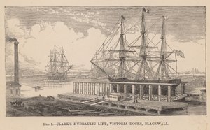 Podnośnik hydrauliczny Clarks, Victoria Docks, Blackwall autorstwa English School