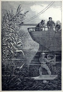 Oczyszczanie śruby spod fal, czyli nurkowanie w głębokich wodach, wyd. 1887. autorstwa English School