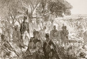 Clive at Plassey, ilustracja z Cassells Illustrated History of India autorstwa Jamesa Granta, wyd. 1879 autorstwa English School