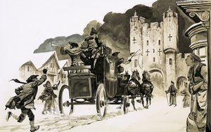 Autokar wjeżdżający do miasta autorstwa English School