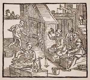 Coiners at Work, 1577 (zdjęcie w sepii) autorstwa English School