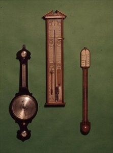 Kolekcja wiktoriańskich barometrów, ok. 1880 r. autorstwa English School