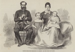 Pułkownik Inglis, komendant w Lucknow oraz pani Inglis i rodzina (rycina) autorstwa English School