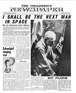 Pułkownik John Glenn, pierwsza strona „Gazety Dziecięcej”, 1961 (druk gazetowy)