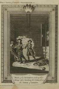 Pułkownik Thomas Blood kradnie koronę autorstwa English School