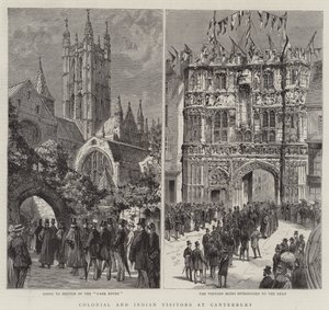 Kolonialni i indyjscy goście w Canterbury (grawerowanie) autorstwa English School