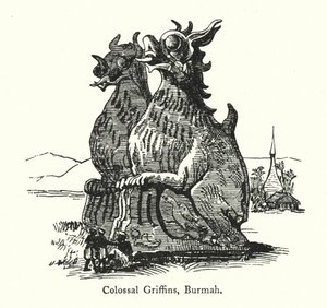 Kolosalne Gryfy, Birma (Grawerowanie) autorstwa English School