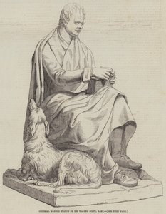 Kolosalna marmurowa statua Sir Waltera Scotta, Baroneta (rycina) autorstwa English School