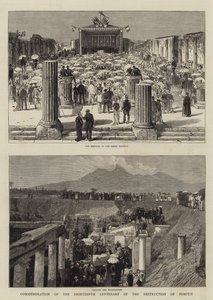 Upamiętnienie XVIII stulecia zagłady Pompejów (rycina) autorstwa English School