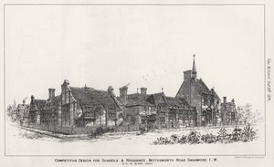 Konkurencyjny projekt dla szkół i rezydencji, Bettesworth Road, Swanwore, Isle of Wight (grawerowanie) autorstwa English School