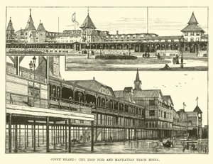 Coney Island, Iron Pier i Manhattan Beach Hotel autorstwa English School