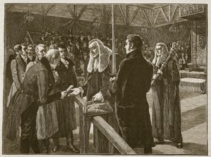 Konferencja między izbami parlamentu, 1835, ilustracja z Cassells Illustrated History of England (zdjęcie w sepii) autorstwa English School