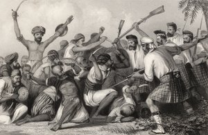 Konflikt z Ghazees przed Bareilly 6 maja 1858 r., z „Historii buntu indyjskiego”, opublikowanej w 1858 r. autorstwa English School