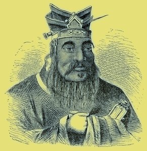 Konfucjusz, ilustracja z Ilustrowanej Historii Świata, wydana ok. 1880 r. (obraz ulepszony cyfrowo) autorstwa English School