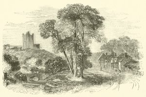 Zamek Conisbrough (lub Conisbrough) (grawerowanie) autorstwa English School
