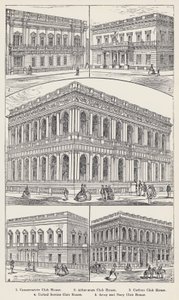 Conservative Club House, Athenaeum Club House, Carlton Club House, United Service Club House, Army and Navy Club House (grafika) autorstwa English School