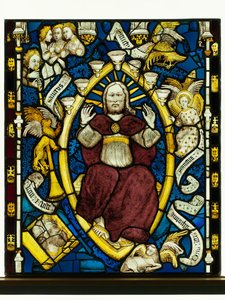 Zachowany panel z Great East Window w York Minster: „Bóg w majestacie” autorstwa English School