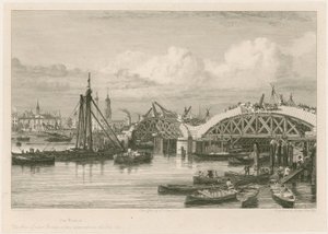 Budowa nowego mostu londyńskiego, 26 lipca 1827 r. autorstwa English School