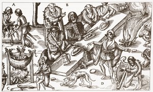 Współczesna ilustracja gaelickiego wodza irlandzkiego jedzącego posiłek autorstwa English School
