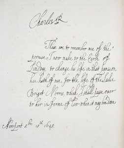 Kopia listu napisanego przez Karola II, 1648 autorstwa English School