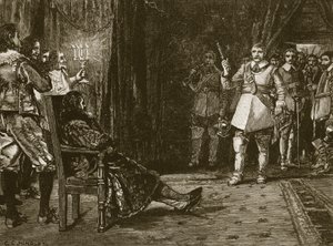 Wywiad Cornet Joyce z Charlesem, ilustracja z Ilustrowanej Historii Anglii Cassella (zdjęcie w sepii) autorstwa English School