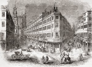 Cornhill, The Exchange and Lombard Street, Londyn, Anglia, połowa XIX wieku, z Old England: A Pictorial Museum, wyd. 1847 autorstwa English School