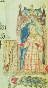 Cott Nero D VII f.7 Portret Jana Gaunta, księcia Lancaster, z Księgi Dobroczyńców opactwa św. Albana, ok. 1380 (welum) autorstwa English School