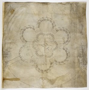 Bawełna MS. Augustus I.i.67 Plan parterowy zamku Deal (atrament na pergaminie) autorstwa English School