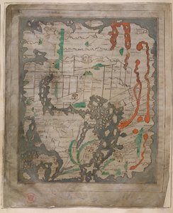 Cotton Tiberius B.V, część 1, f.56v Mapa Tyberiusza, Mappa Mundi (welin) autorstwa English School