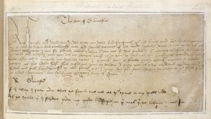 Cotton Vespasian MS F III f.19 Pierwszy zachowany list Richarda do Sir Johna Say autorstwa English School