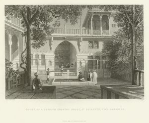 Dwór tureckiej rezydencji wiejskiej, Salahyeh, niedaleko Damaszku, 1837 autorstwa English School
