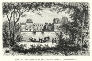 Dziedziniec Fontanny w Ogrodzie Angielskim, Fontainebleau (rycina) autorstwa English School