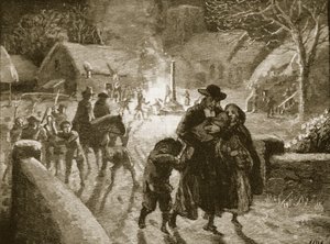 Przymierza eksmitujące duchownego biskupiego, ilustracja z Ilustrowanej Historii Anglii Cassella (zdjęcie w sepii) autorstwa English School