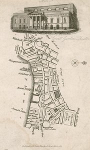 Covent Garden Theatre, Londyn i mapa okolic autorstwa English School